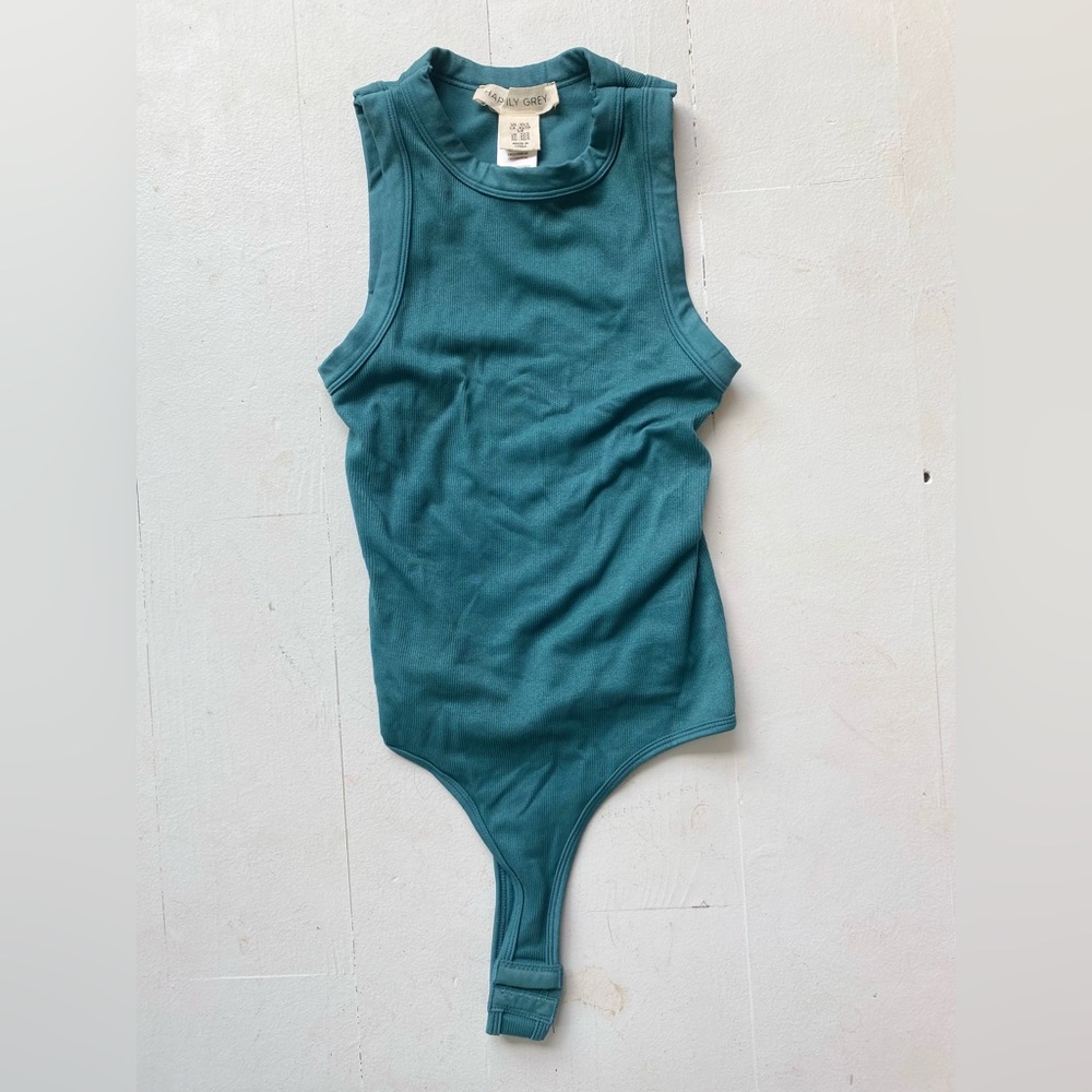 Women’s Blue-Green Knitted Bodysuit Tank Top